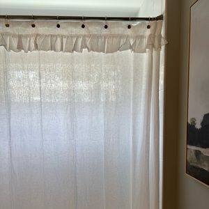 White PotteryBarn shower curtain